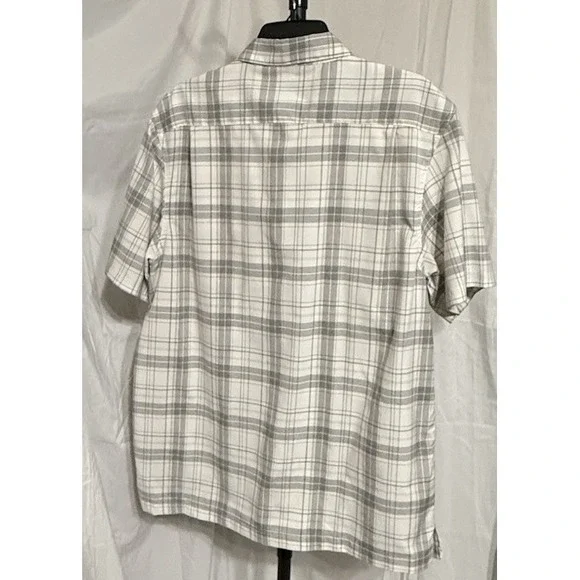 Haggar Shirt Mens Large Tall White Plaid Cool 18 Tec Golf Button Up Short Sleeve - Picture 9 of 9